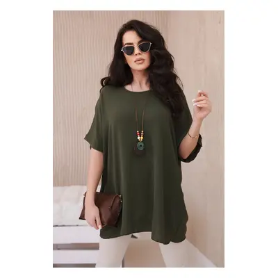 Kesi Włoski Oversized blouse with pendant khaki