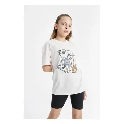 DEFACTO Girls Tom & Jerry Oversize Fit Crew Neck Short Sleeve T-Shirt