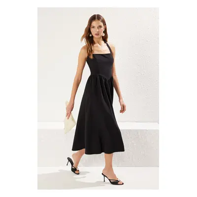 Trendyol Black A-Line Bow Detail Woven Chic Dress