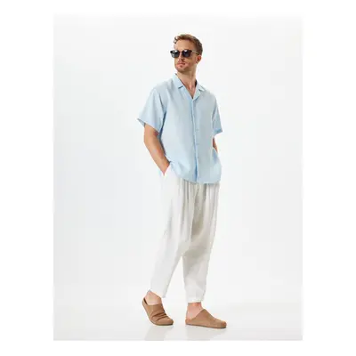 Koton Linen Shirt Basic Turn-down Collar