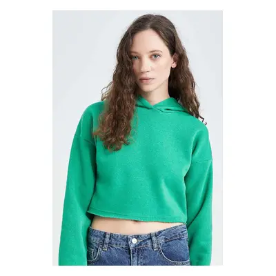 DEFACTO Hooded Basic Crop Basic Sweatshirt