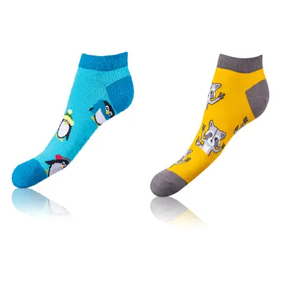 Bellinda CRAZY IN-SHOE SOCKS 2x - Dedoles Short Socks Pairs - Yellow - Blue - White