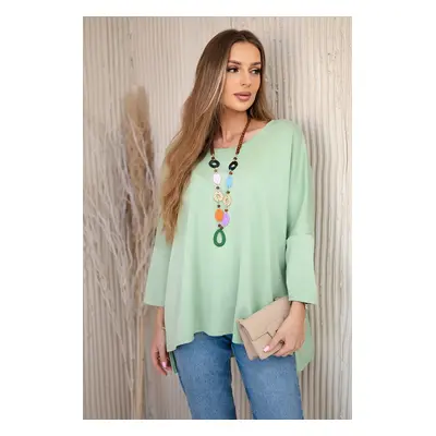 Kesi Włoski Oversize blouse with necklace buttery fabric pistachio