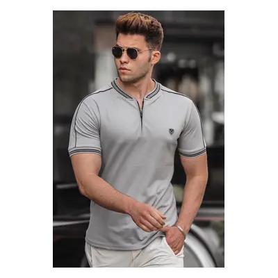 Madmext Men's Gray Polo Neck T-Shirt