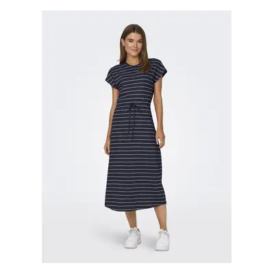 Women's Dark Blue Striped Basic Midi Dress ONLY May - Women