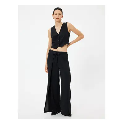 Koton Side Flap Detailed Wide Leg Trousers Tie-Up Aerobin Fabric