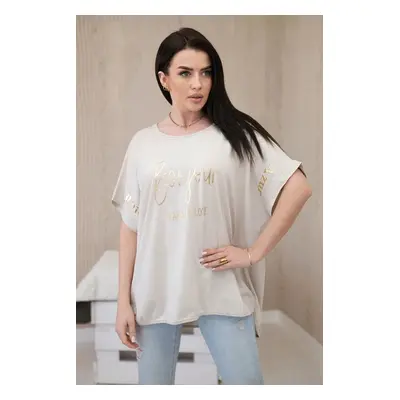 Beige cotton blouse plus size