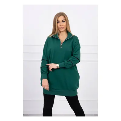 Sweatshirt with zip and pockets green