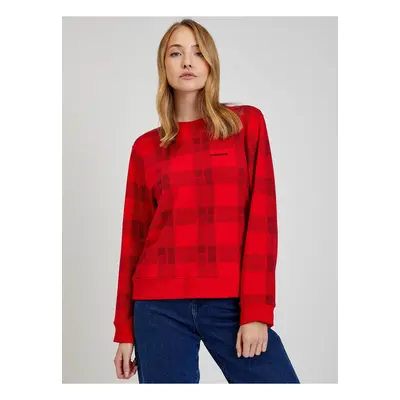 Red Checkered Sweatshirt Calvin Klein Jeans Holiday - Ladies