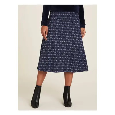 Dark Blue Patterned Midi Skirt Tranquillo - Women