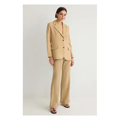 Trendyol Dark Beige Back Tie Detail Oversize Blazer Jacket