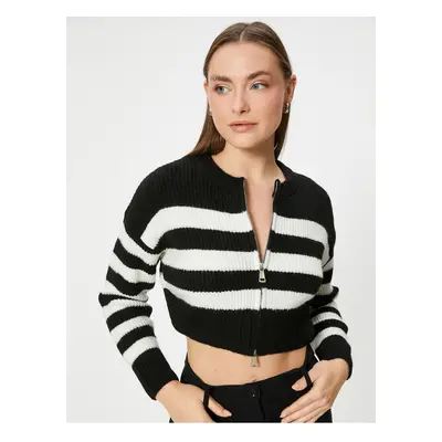 Koton Women's Black Striped Cardigan