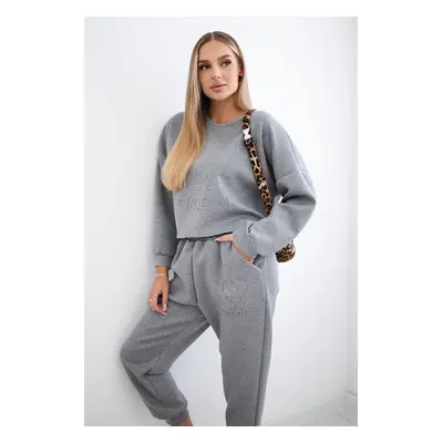 Kesi Włoski Viscose set Amour sweatshirt + pants grey