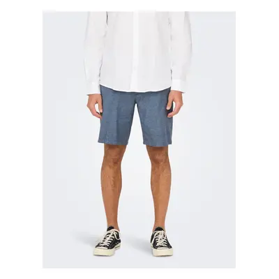 Blue men's shorts with linen blend ONLY & SONS Mark - Men's