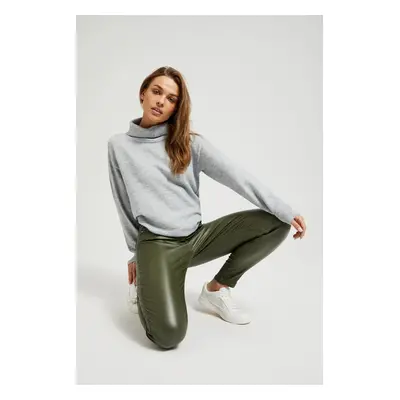 Women's waxed narrow trousers MOODO - olive