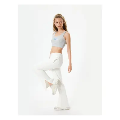 Koton Wide Leg Sweatpants with Elastic Waistband, Slit Detail, High Waist, Raised Pocket