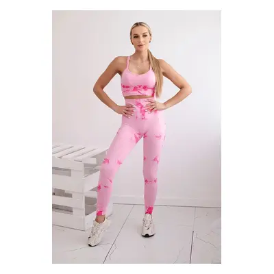 Women's Fitness Set Top + Push Up Leggings - Pink/Fuchsia