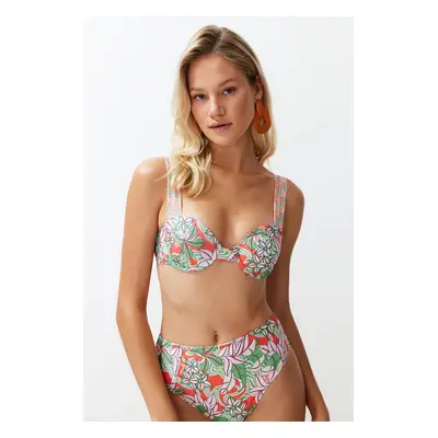 Trendyol Floral Patterned Balcony Push Up Bikini Top