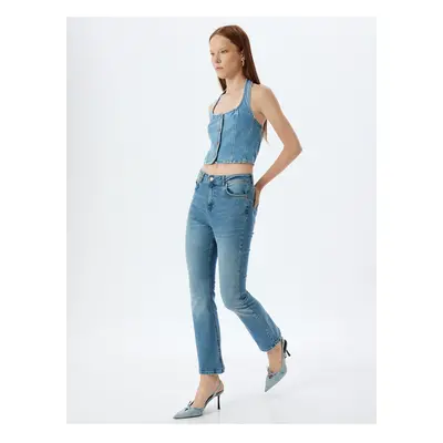 Koton Flare Jeans Skinny Fit Buttoned Cotton - Kick Flare Jeans