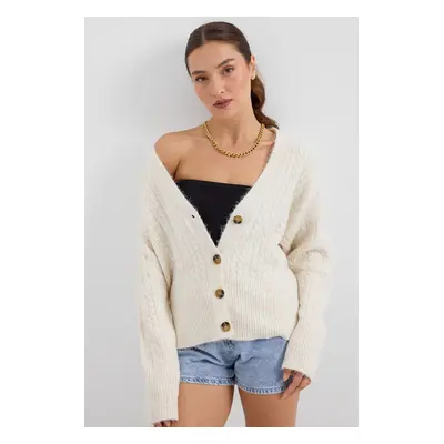 Bigdart Knitted Oversize Sweater Cardigan - Ecru