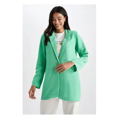 DEFACTO Regular Fit Crew Neck Linen Blended Blazer Jacket