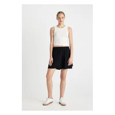 DEFACTO Regular Fit Normal Waist Short Leg Linen Blend Shorts