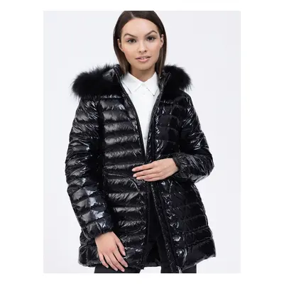 Black down jacket with raccoon dog Tiffi St. Anton