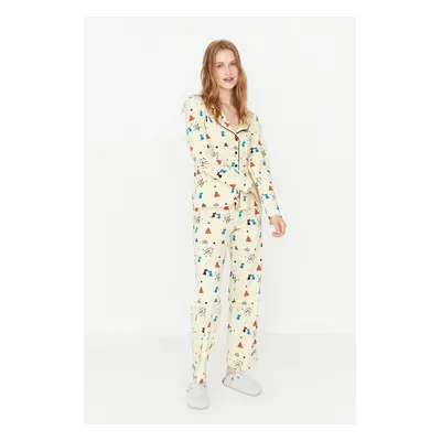 Trendyol Multicolored 100% Cotton Patterned Knitted Pajama Set