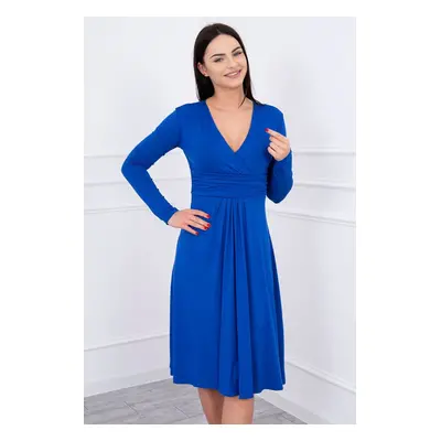 marka niezdefiniowana Dress cut under the bust, long sleeve Blue cornflower