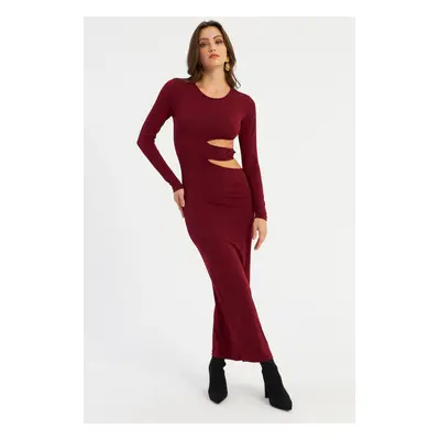 Cool & Sexy Women's Burgundy Low-Cut Maxi Dress LIK9