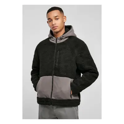 Sherpa jacket with hood black/asphalt