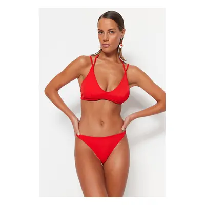 Trendyol Red Piping normál lábú bikini alsó