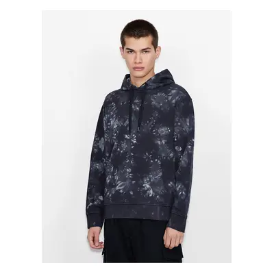 Dark Blue Mens Patterned Hoodie Armani Exchange - Men