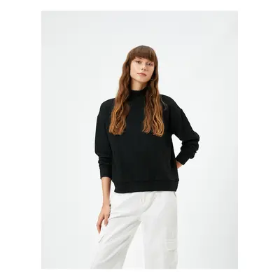 Koton Stand Collar Sweatshirt Textured Long Sleeve