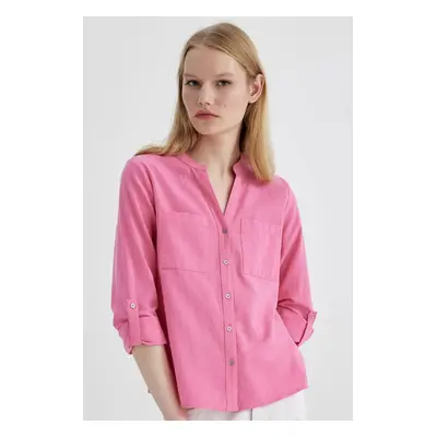 DEFACTO Regular Fit Long Sleeve Linen Look Shirt