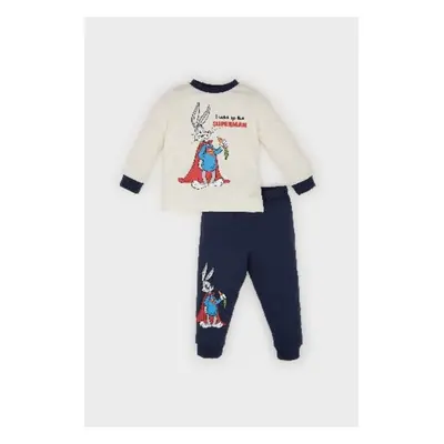 DEFACTO Baby Boy Looney Tunes Pajama Set Combed Cotton Crew Neck Long Sleeve Top Elastic Waist L