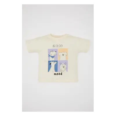 DEFACTO Baby Boy Crew Neck Dog Printed Short Sleeve T-Shirt