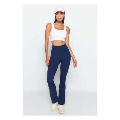 Trendyol Dark Navy Blue kompressziós fáklya jóga kötött sportleggings