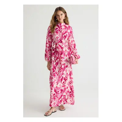 Trendyol Pink Patterned Woven Viscose Dress