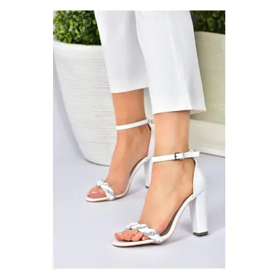 Fox Shoes Women's White Thick Heeled Evening Shoes