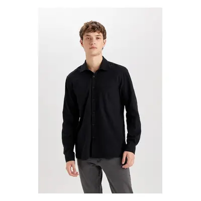 DEFACTO Regular Fit Cotton Basic Plain Long Sleeve Shirt