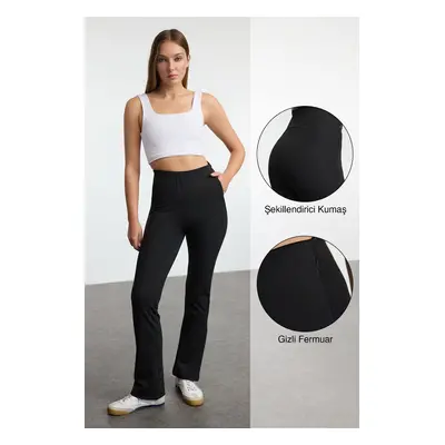 Trendyol Black Zippered Pocket Detailed Full Length Knitted Sports Trousers