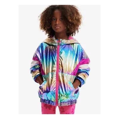 Desigual Rainbow Metallic Pink & Blue Girls' Jacket - Girls