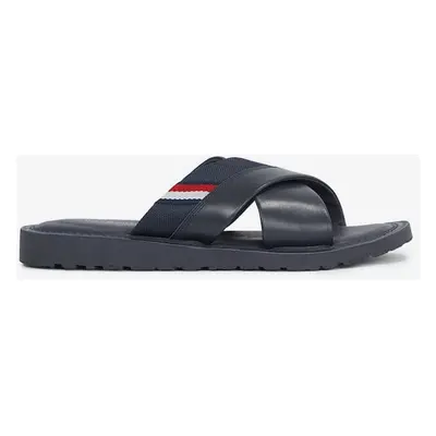 Dark blue men's leather slippers Tommy Hilfiger