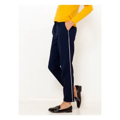 Dark blue shortened trousers with lampas CAMAIEU - Ladies