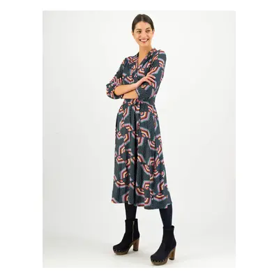 Blutsgeschwister Red-blue patterned midi dress with three-quarter sleeves Blutsgesc - Women