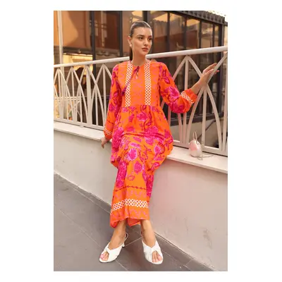 Bigdart Patterned Long Dress - Orange