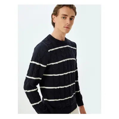 Koton Navy Blue Striped Men's Adult Sweater