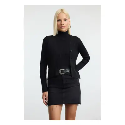 Trendyol Black V Neck Knitted Blouse-Cardigan Set