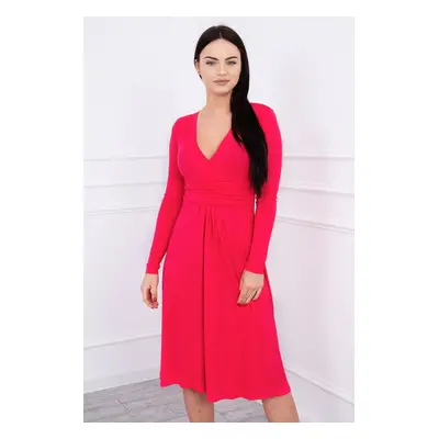 Dress cut below the bust, long sleeve fuchsia